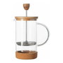 5Five Cafetera de Émbolo Transparente de Vidrio y Bambú