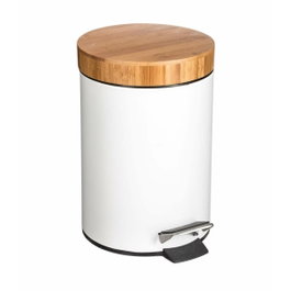 5Five Papelera pedal bambu-blanco 3 l Natureo