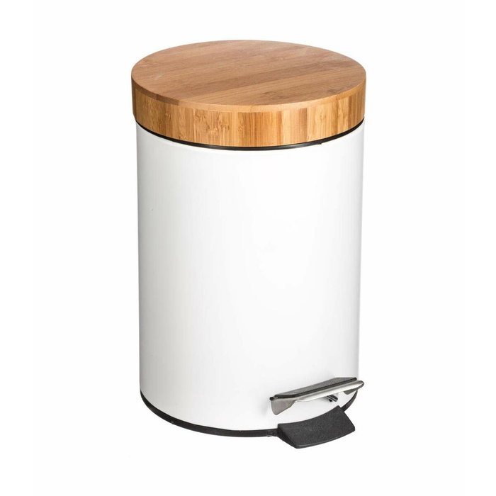 5Five Papelera pedal bambu-blanco 3 l Natureo