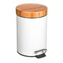 5Five Papelera de Baño Natureo 3L Metal/Bambú Blanco/Bambú