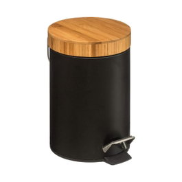 5Five Papelera pedal bambú-negro 3 l Natureo