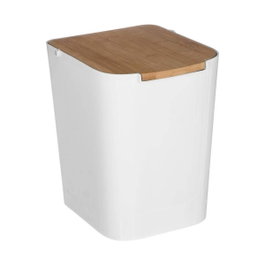 5Five Papelera de bambú-blanco 5 l Baltik