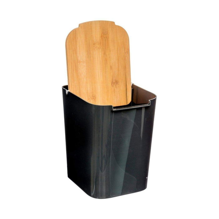 5Five Papelera de baño de bambú-negro 5l Baltik