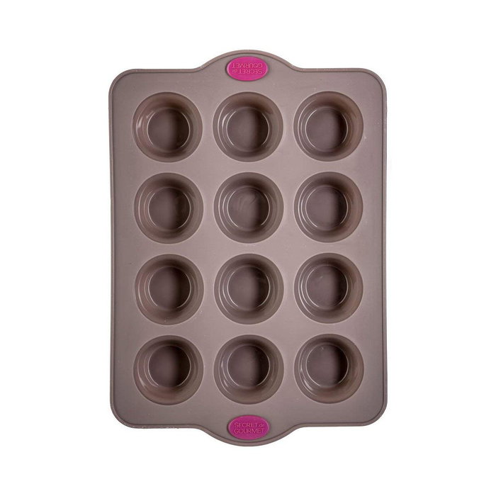 5Five Molde para 12 muffins en silicona gris de 33 x 23,5 x 3,5 cm 5Five Molde para 12 muffins en silicona gris de 33 x 23,5 x 3,5 cm