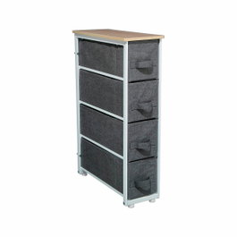 5Five Cajonera estrecha gris oscuro y blanco natural 73,5 x 48 x 20 cm
