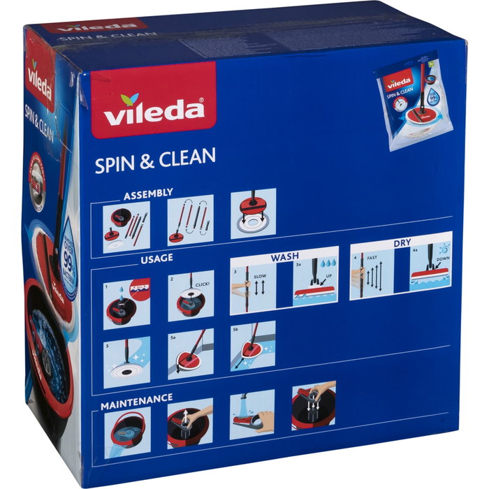 Vileda Spin & Clean Sistema de Fregado Giratorio con Rodillo