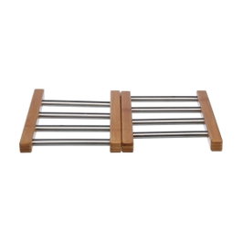 5Five Salvamantel extensible de bambú e inoxidable 35,2 x 22,2 x 2 cm