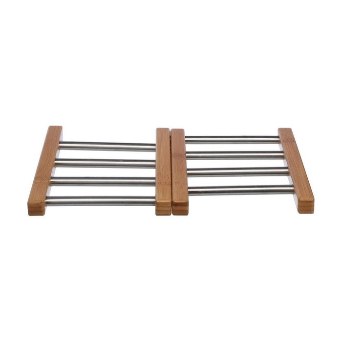 5Five Salvamantel extensible de bambú e inoxidable 35,2 x 22,2 x 2 cm