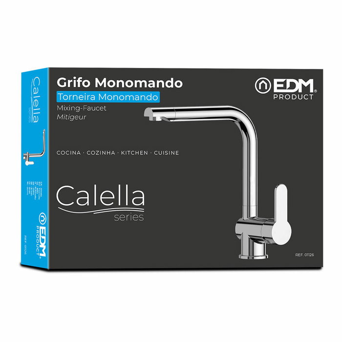 Edm Grifo monomando de cocina caño alto serie Calella cromado