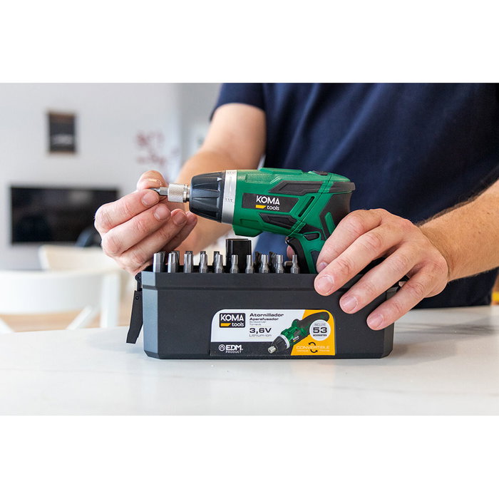 Koma Tools Kit de atornillador recargable 3,6 V con 53 accesorios