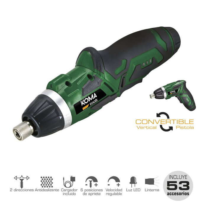 Koma Tools Kit de atornillador recargable 3,6 V con 53 accesorios