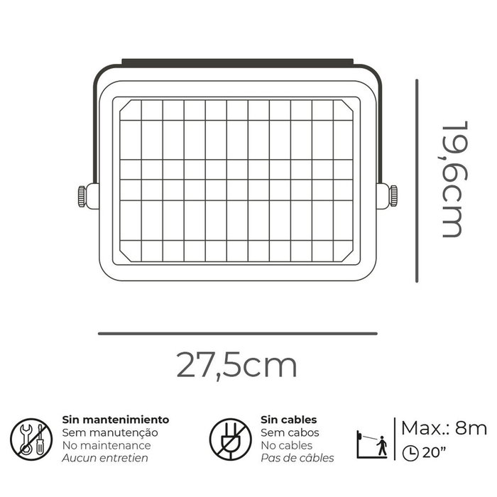 Edm Aplique Solar LED Multifuncional 10W Negro Edm Aplique Solar LED Multifuncional 10W Negro