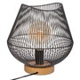 Atmosphera Lámpara de mesa colección 'Jena' Negro Metal/Haya 28 x 26 cm E27