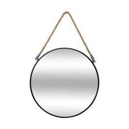 Atmosphera Espejo redondo Eden de metal con cuerda de yute, 38 cm