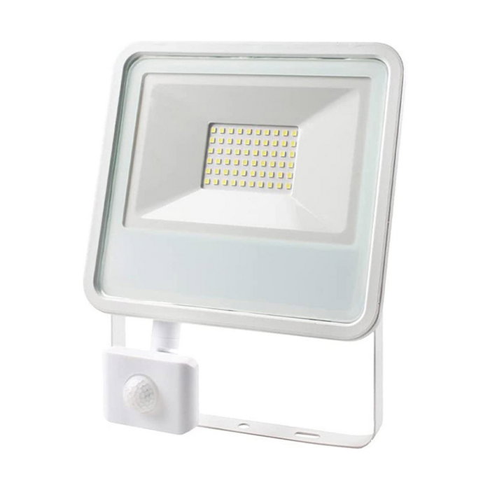 Edm Foco proyector LED con sensor de presencia 50 W, 4000 lm, 6400 K, Luz fría