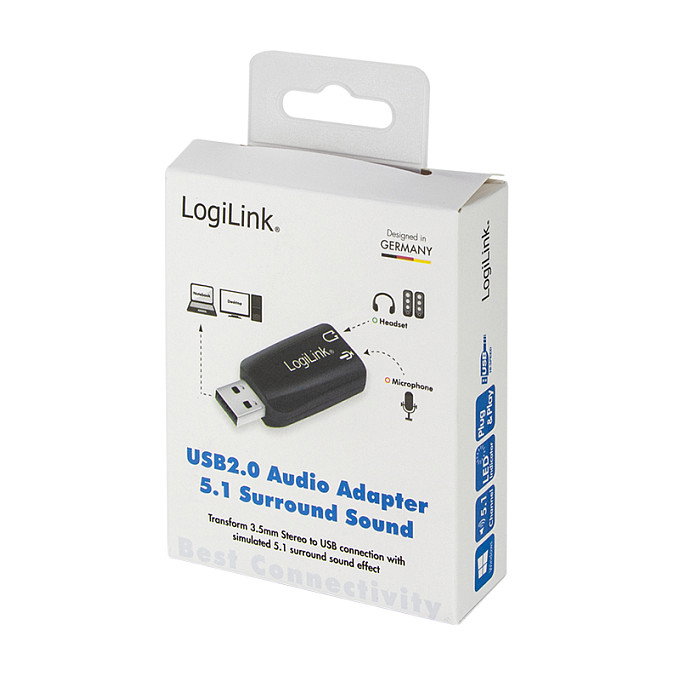 Logilink Adaptador de audio USB 5.1 con sonido 3D Negro