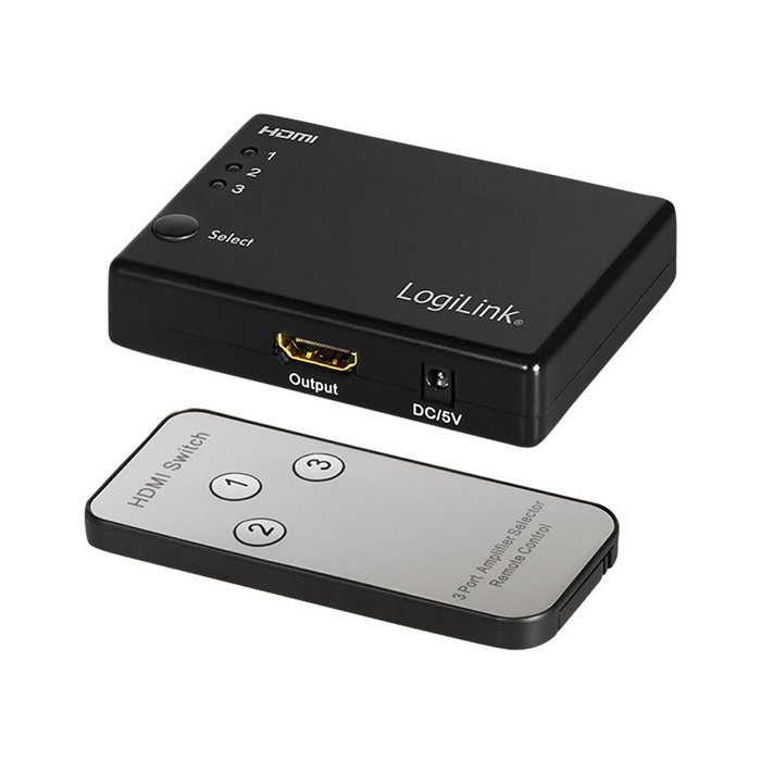 Logilink Conmutador HDMI 3 Puertos 1080p/60Hz con Mando a Distancia Negro Logilink Conmutador HDMI 3 Puertos 1080p/60Hz con Mando a Distancia Negro