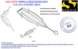 Sauvic Parrilla Pescado Besuguera Inox 13,5 x 54 x 8 cm