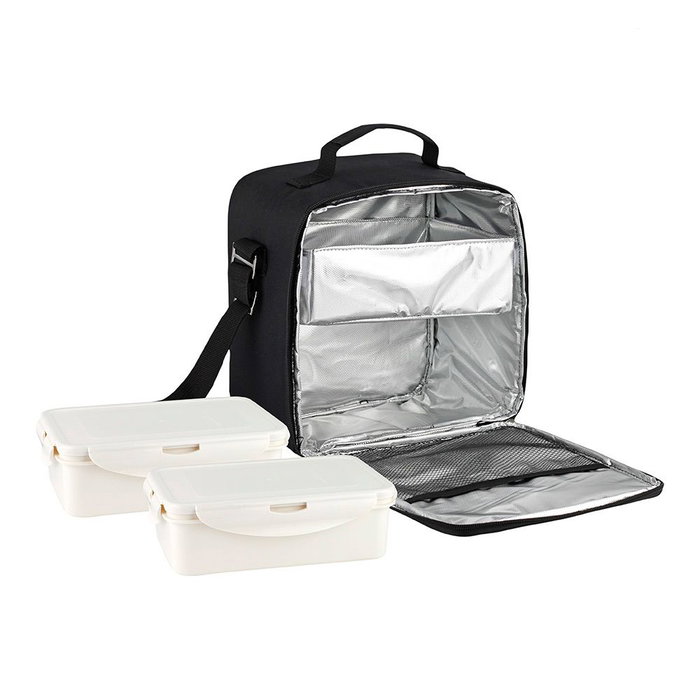 Fagor Porta alimentos Tappy Plus con 2 Fiambreras Herméticas 0,82L | Bolsa Térmica Aislante Frío/Calor | Negro | 17,5x17x24,5 cm Fagor Porta alimentos Tappy Plus con 2 Fiambreras Herméticas 0,82L | Bolsa Térmica Aislante Frío/Calor | Negro | 17,5x17x24,5 cm