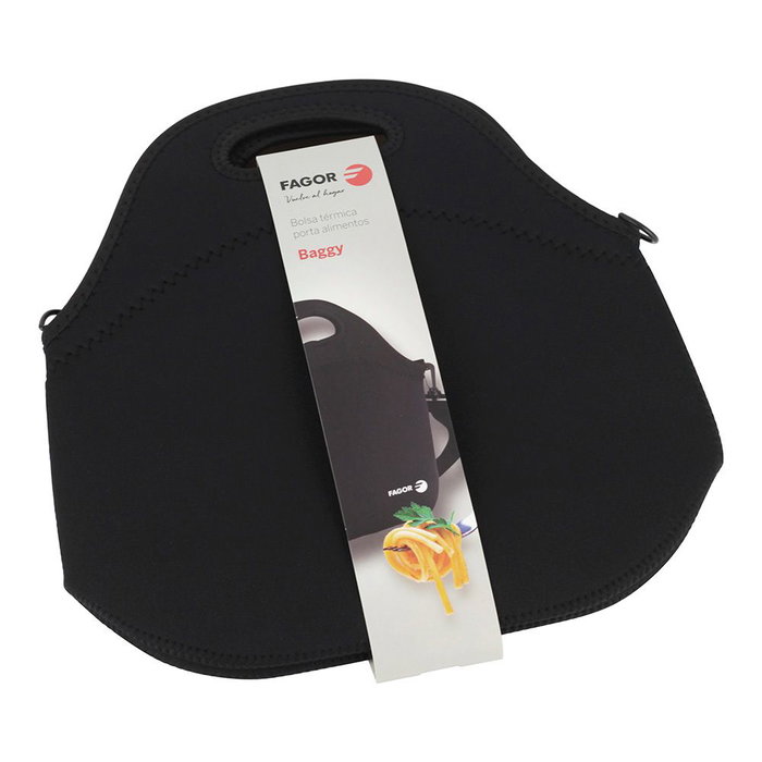 Fagor Bolsa Porta Alimentos Baggy Neopreno Negro 30 x 17 x 30 cm Aislante Térmico Asa Bandolera Fagor Bolsa Porta Alimentos Baggy Neopreno Negro 30 x 17 x 30 cm Aislante Térmico Asa Bandolera