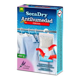 Massó Secadry Percha Deshumidificador Antihumedad 400 g con Gránulos y Aroma Lavanda para Armarios