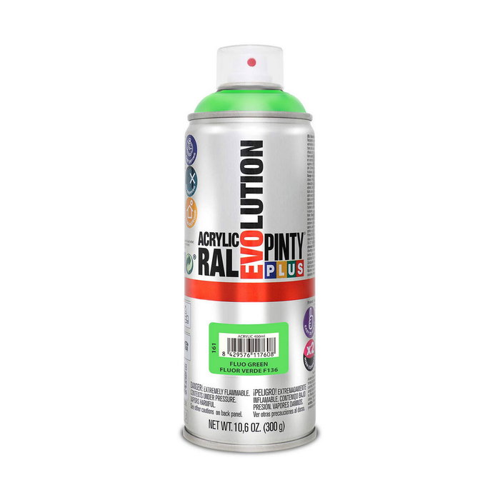 Pinty Plus Pintura Acrílica Spray Evolution F136 Verde Fluorescente 520 cc