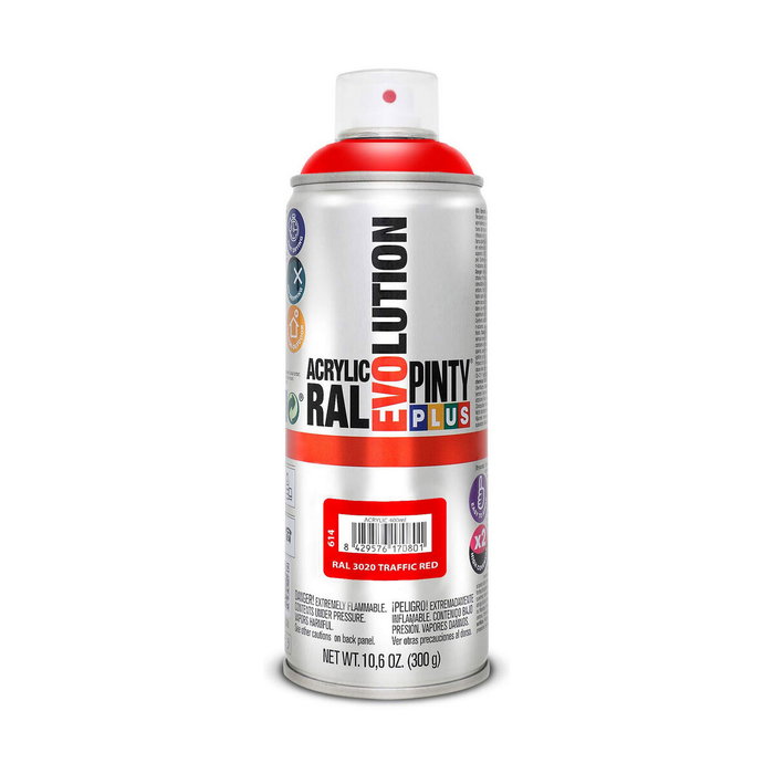 Pinty Plus Pintura Acrílica Spray Evolution 520 cc RAL 3020 Rojo Tráfico Pinty Plus Pintura Acrílica Spray Evolution 520 cc RAL 3020 Rojo Tráfico