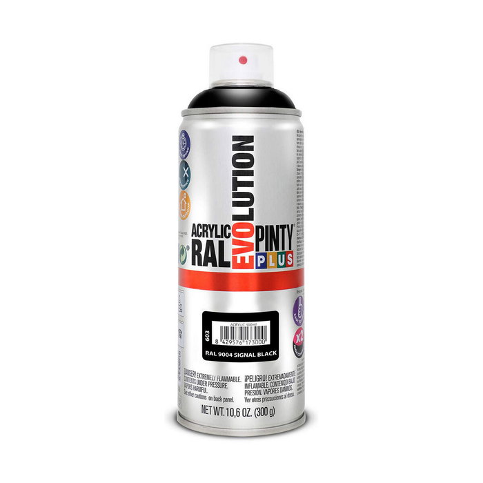 Pinty Plus Pintura Acrílica Spray Evolution RAL 9004 Negro Señales 520 cc