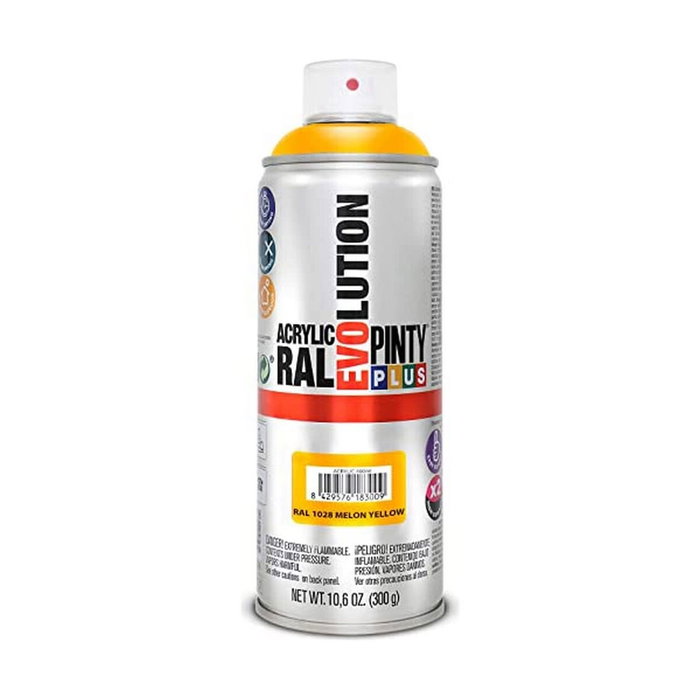Pinty Plus Pintura acrílica spray evolution RAL 1028 melon yellow 520 cc