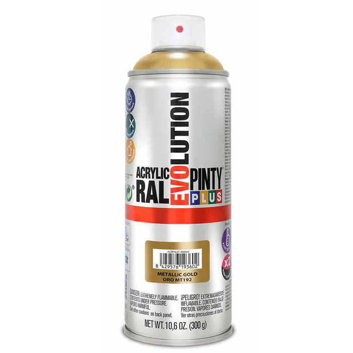 Pinty Plus Pintura Acrílica Spray Evolution Metalizada Oro MT192 520 cc
