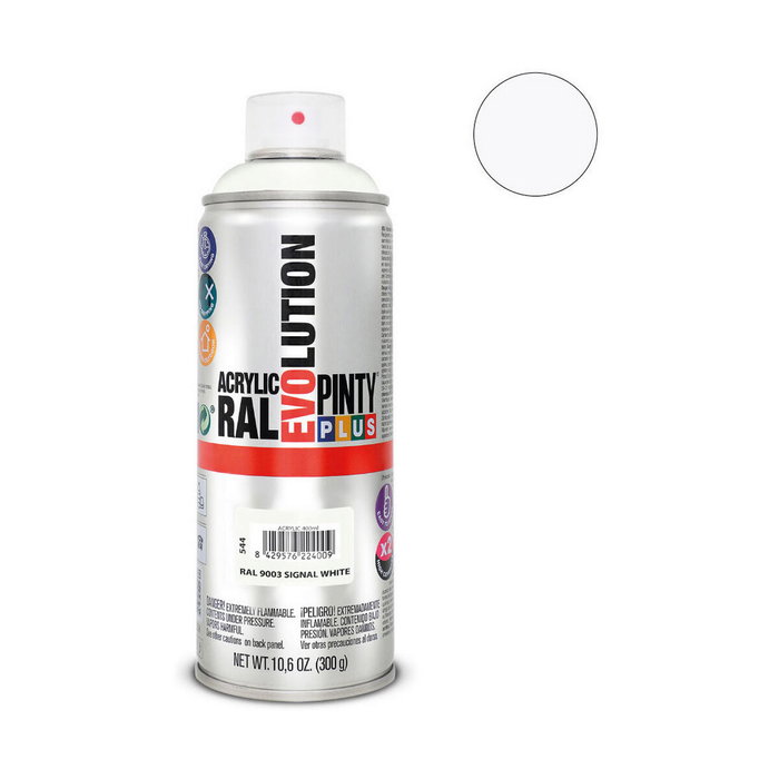 Pinty Plus Pintura acrílica spray evolution 520 cc RAL 9003 signal white