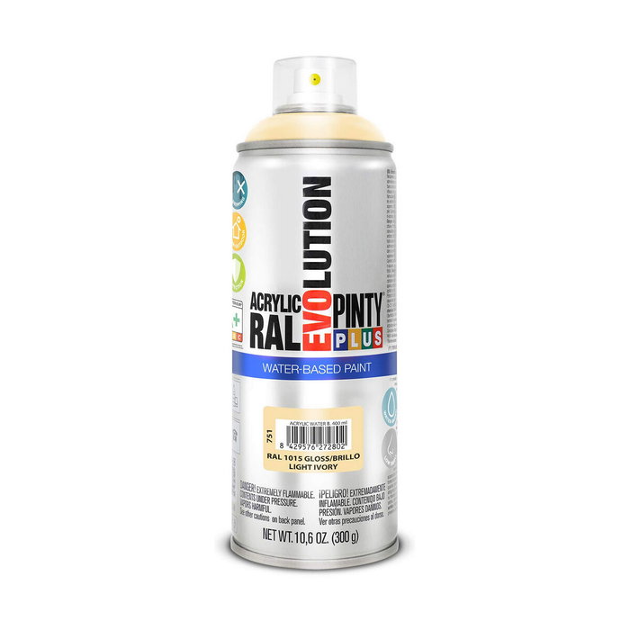 Pinty Plus Pintura acrílica spray evolution water-based 520 cc ral 1015 marfil claro Pinty Plus Pintura acrílica spray evolution water-based 520 cc ral 1015 marfil claro