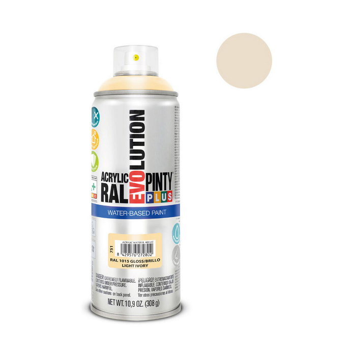 Pinty Plus Pintura acrílica spray evolution water-based 520 cc ral 1015 marfil claro Pinty Plus Pintura acrílica spray evolution water-based 520 cc ral 1015 marfil claro