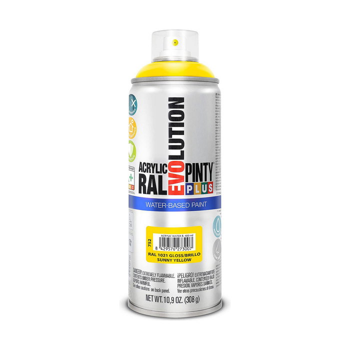 Pinty Plus Pintura acrílica spray evolution water-based 520 cc RAL 1021 amarillo colza Pinty Plus Pintura acrílica spray evolution water-based 520 cc RAL 1021 amarillo colza