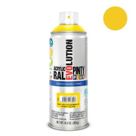 Pinty Plus Pintura acrílica spray evolution water-based 520 cc RAL 1021 amarillo colza