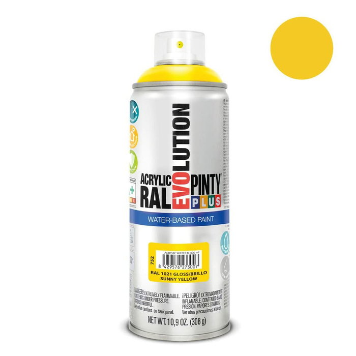 Pinty Plus Pintura acrílica spray evolution water-based 520 cc RAL 1021 amarillo colza Pinty Plus Pintura acrílica spray evolution water-based 520 cc RAL 1021 amarillo colza