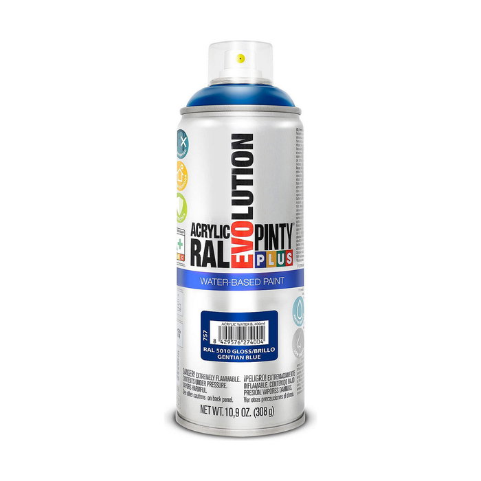 Pinty Plus Pintura acrílica spray evolution water-based 520 cc RAL 5010 azul genciana Pinty Plus Pintura acrílica spray evolution water-based 520 cc RAL 5010 azul genciana