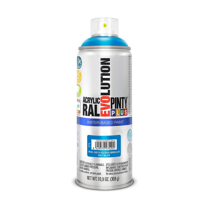 Pinty Plus Pintura Acrílica Spray Evolution Water-Based 520 cc RAL 5015 Azul Celeste Pinty Plus Pintura Acrílica Spray Evolution Water-Based 520 cc RAL 5015 Azul Celeste