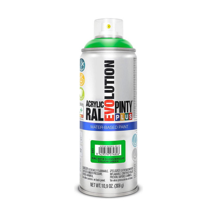Pinty Plus Pintura acrílica spray Evolution water-based 520 cc RAL 6018 Verde amarillento