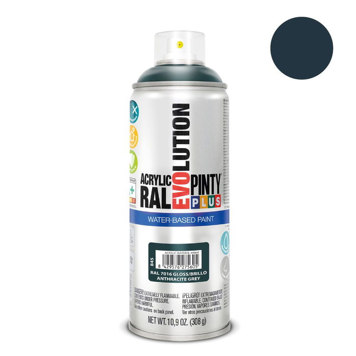 Pinty Plus Pintura Acrílica Spray Evolution Water-Based 520 cc Ral 7016 Gris Antracita Base Agua Pinty Plus Pintura Acrílica Spray Evolution Water-Based 520 cc Ral 7016 Gris Antracita Base Agua