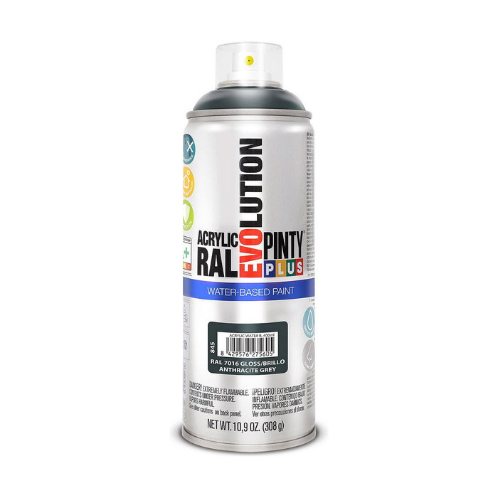 Pinty Plus Pintura acrílica spray Evolution Water-Based 520 cc RAL 7016 Gris antracita