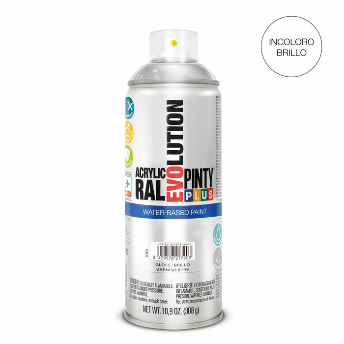 Pinty Plus Spray barniz evolution water-based 520 cc brillo B199 Pinty Plus Spray barniz evolution water-based 520 cc brillo B199