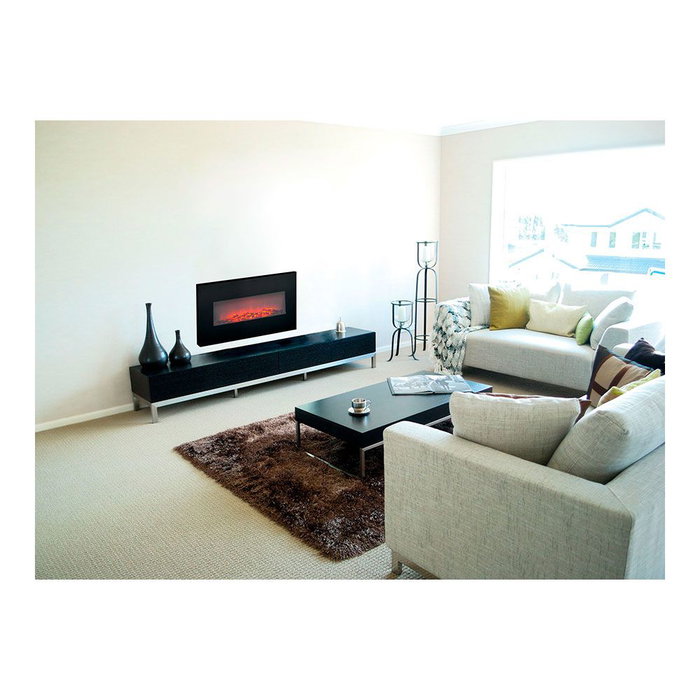 Classic Fire Estufa Chimenea LED Memphis 1800W con Mando a Distancia y Efecto Llama Regulable, Cuerpo Metálico Negro