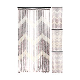 Home & Styling Cortina para puerta de bambú 90 x 180 cm con barra de madera negra