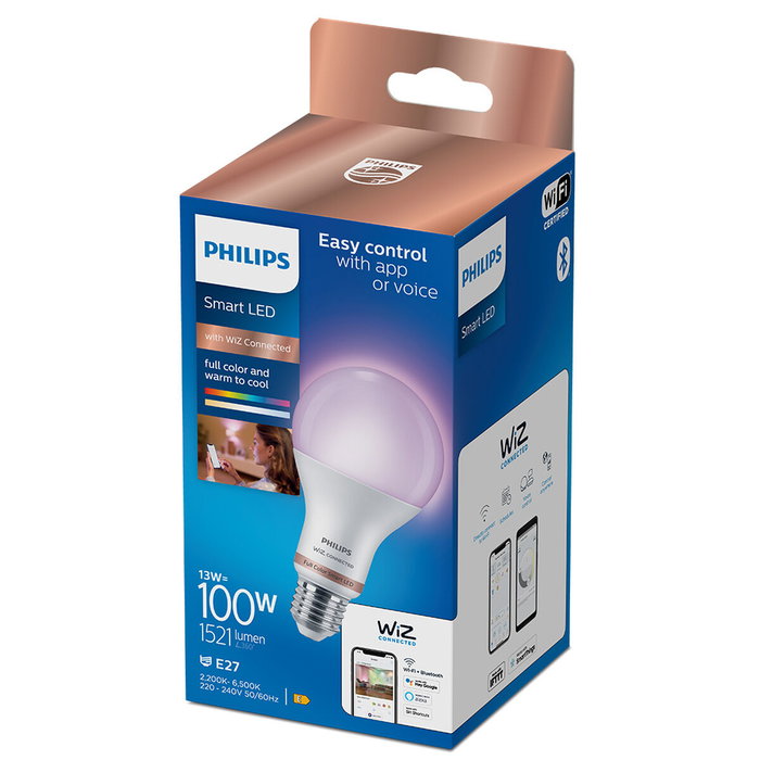 Bombilla LED Philips Wiz E 13 W E27 1521 Lm (6500 K) (2200-6500 K) Bombilla LED Philips Wiz E 13 W E27 1521 Lm (6500 K) (2200-6500 K)