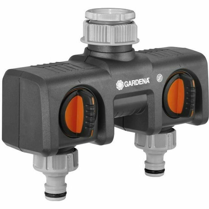 Gardena Distribuidor de 2 vías con adaptador ½ pulg - ¾ pulg y 1 pulg