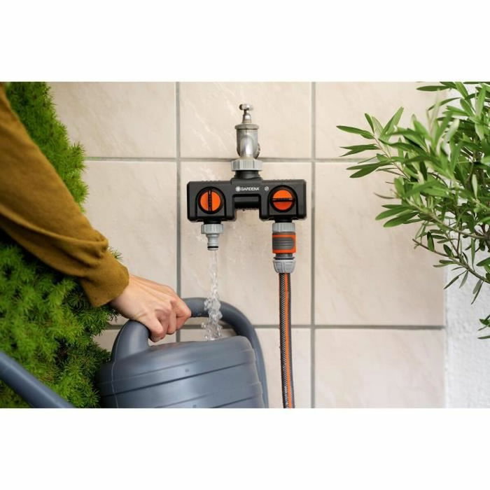 Gardena Distribuidor de 2 vías con adaptador ½ pulg - ¾ pulg y 1 pulg