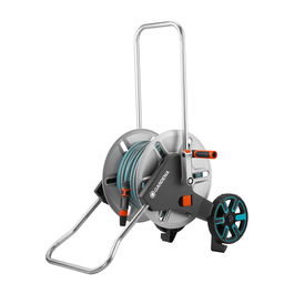 Gardena Carro de metal para manguera de 25 m, 5/8 pulg con manivela y soporte plegable