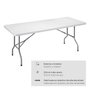 Edm Mesa plegable de 180 x 74 x 74 cm en blanco