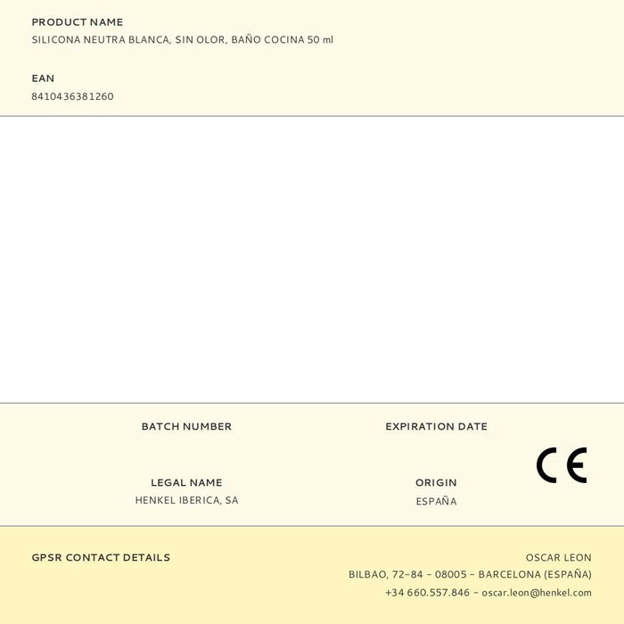 Pattex Silicona Neutra para Baños y Cocinas Blanco 50 ml Pattex Silicona Neutra para Baños y Cocinas Blanco 50 ml
